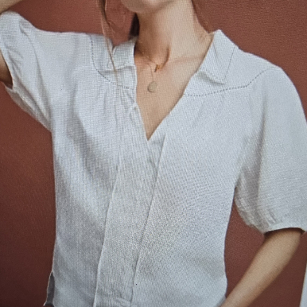 Anthropologie White Linen Women's Top S
